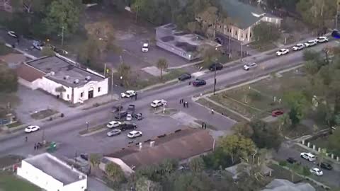 Aerial Scene Footage of St. Petersburg Police Officer Shot in Shootout, Gunman Shot & Killed