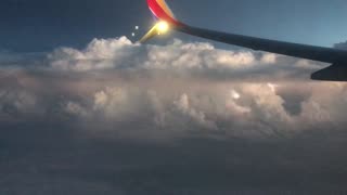 Intense Lightning Storm Filmed from Airplane