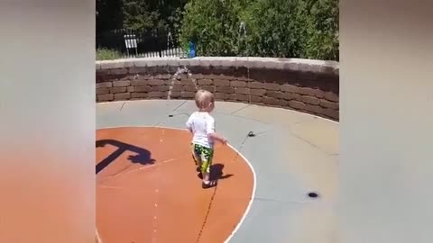 Funny Baby Playing With Water - Baby Outdoor Video - Just Laugh