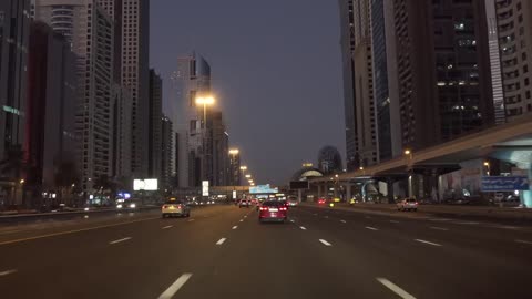 Dubai 4K - Driving Downtown - Skyscraper Sunset