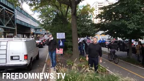 NYC Rally Against J4b Mandates At JetBlue HQ