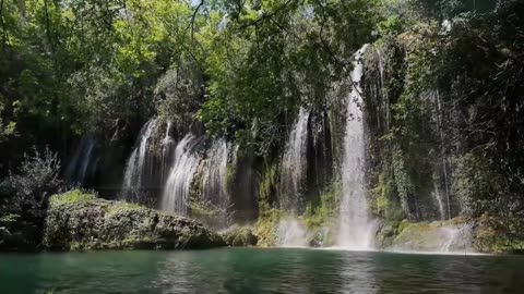 nature video / river/green mountain/ breach/rain forest