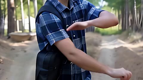 Cute Boy Dancing on village road