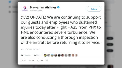 36 people injured in severe turbulence on flight to Hawaii