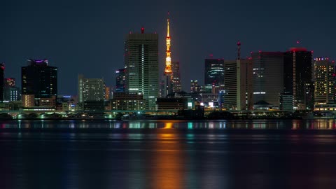 Tokyo urban cityscape with a tower at night