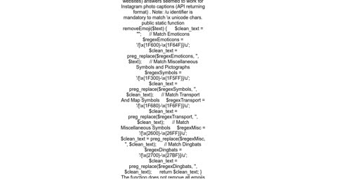 PHP writing a simple removeEmoji function