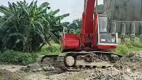 Excavator with earth excavation