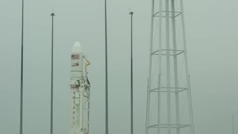 Antares Rocket Raised on Launch pad