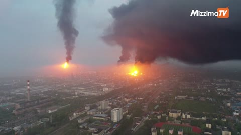 Fires from chemical plant explosion in Shanghai