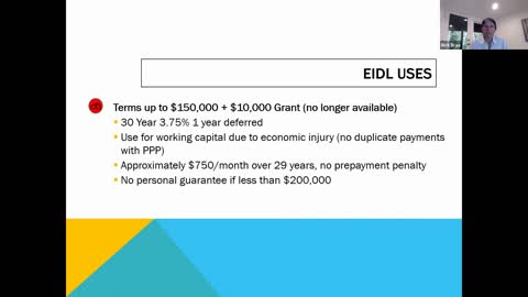 Managing PPP & EIDL Economic injury loans (EIDL)