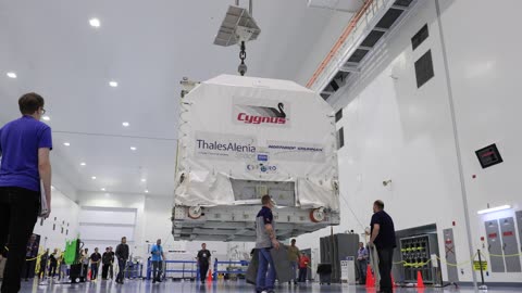 NG Cygnus Pressurized Cargo Module (PCM) Arrival at SSPF and Move to High Bay