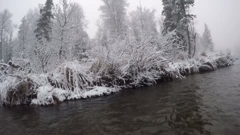 Little Susitna River early winter kayaking Alaska