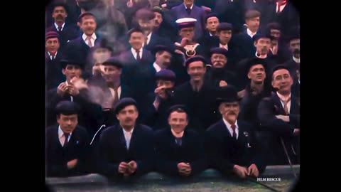 1902 Football Rugby Game in England - old video in color from 1900