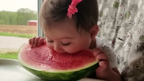 Try Not To Laugh : Baby Eating Fruit For The First Time | Funny baby video-5