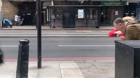 Storm Eunice Blows Away Pedestrians