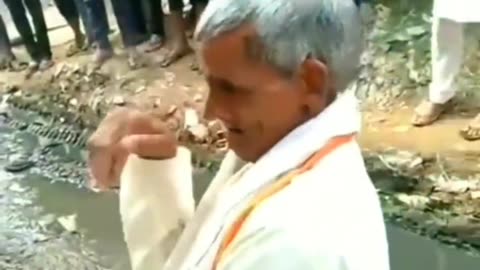 Village old man crazy dance in wedding