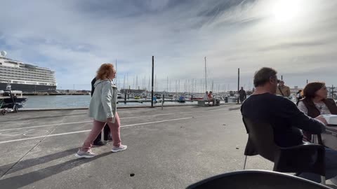 Portas do Mar People Watching and NIEUW STATENDAM Ponta Delgada Azores Portugal - 15.04.2023