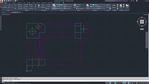 Doing some more AutoCAD - Orthographic Projection