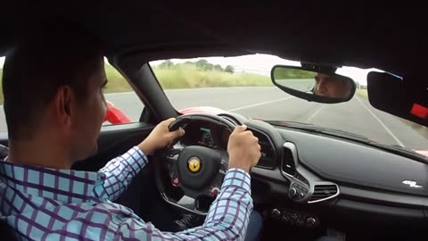 Ferrari 458 Italia going a 167 mph in Maranello, Italy