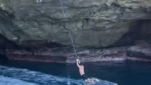 Rope swing from a jet ski