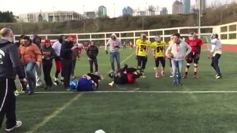 Turkish Reporter Tries hand at American Football...not sure he will be playing much more