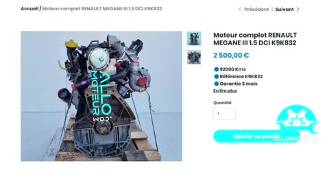 ALLOMOTEUR.COM - Moteur complet RENAULT MEGANE III 1.5 DCI K9K832