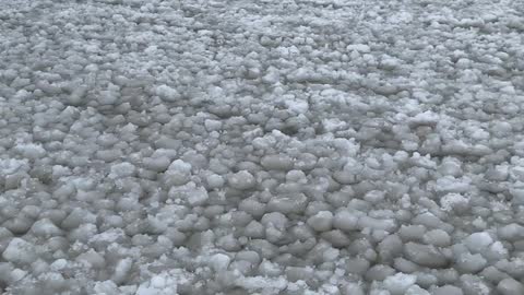 Perfect Conditions Create Unique Ice Formations on Frozen Lake