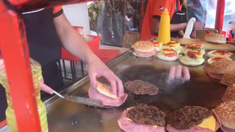 Comida callejera en México | Las Hamburguesas 🍔 de M. Carrera cdmx, Mexican food street