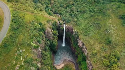 Beautiful view Waterfall droan capture