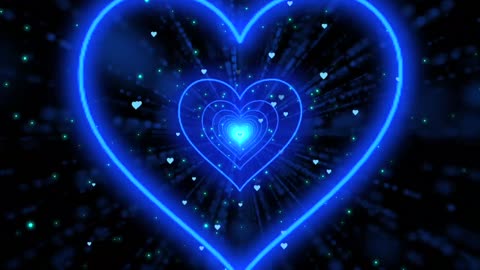 165. Heart Background💙Blue Heart Heart Tunnel Neon Lights Love Heart