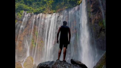 paradise in the world, beautiful waterfall in Indonesia.