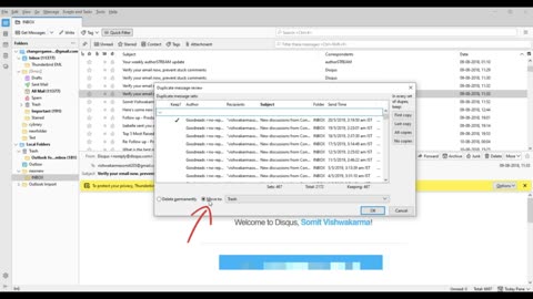 Remove Duplicate Emails in Mozilla Thunderbird