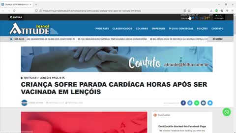 Crianca sofre parada cardíaca horas após ser vacinada em Lencois - SP