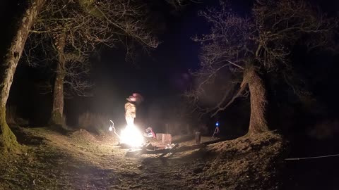 Nightlapse of a vlog by a campfire. GoPro