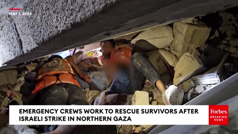 Emergency Crews Work To Rescue Survivors After Deadly Israeli Strike In Northern Gaza