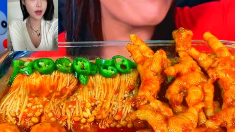 SPICY MEATBALL CHICKEN FEET ENOKI MASSIVE #eating #food #cooking #reels #trend #fyp #asmr (2)