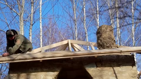 Stone Cabin Build in the Forest: A Solo Adventure in Wilderness Construction