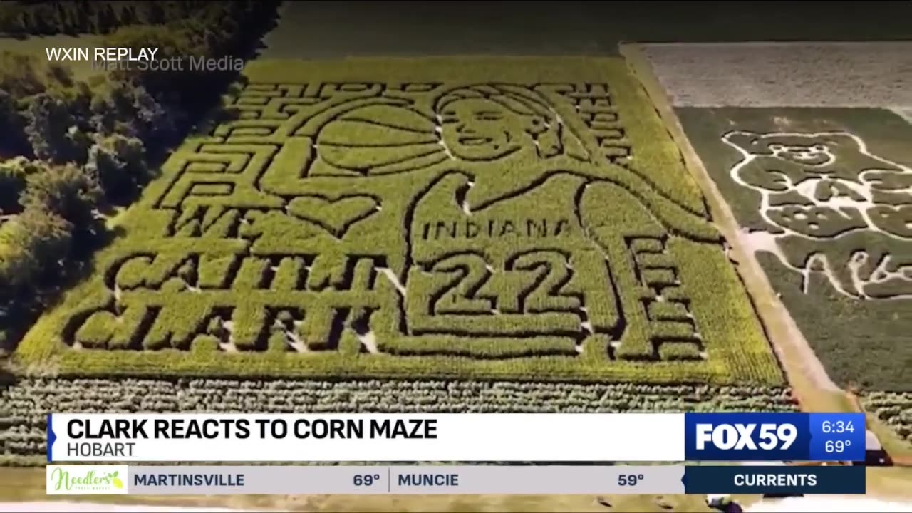 September 15, 2024 There's a Caitlin Clark Corn Maze; Fever Star