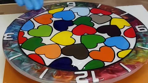 Colorful Hearts❤️DIY - Handmade Epoxy Resin Clock #shorts #resinartclock #epoxyresin