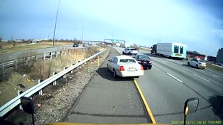 Semi Truck Slams Stopping Vehicle