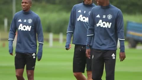 Zlatan Ibrahimović walking out for his first Manchester United training session