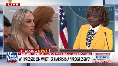 White House asked whether Kamala Harris is 'progressive'