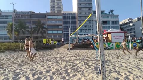 Beach Walking Tour 4K Leme Copacabana Brazil