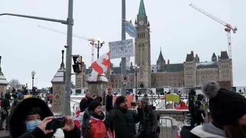 Freedom Convoy - Truckers hold protest in front of the Parlament in Ottawa