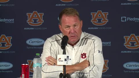 Hugh Freeze addresses the media head of Auburn's season opener vs Alabama A&M