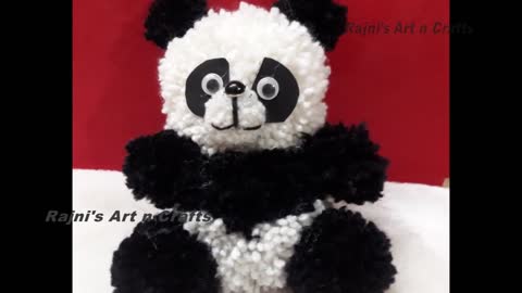 How to make a panda with Woolen pompom | Woolen panda craft | Easy Pom Pom Craft Idea