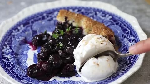 Blueberry Galette with Toasted Coconut Ice Cream #food