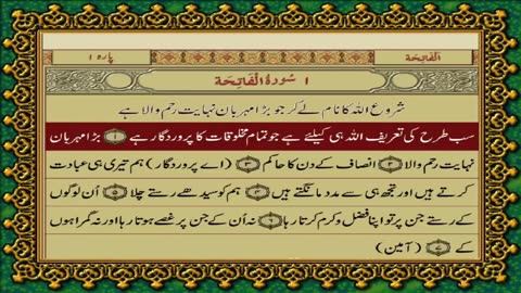 1 SURAH FATIHA JUST URDU TRANSLATION WITH TEXT FATEH MUHAMMAD JALANDRI HD