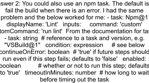 How do I get my Azure DevOps Pipeline build to fail when my linting script returns an error