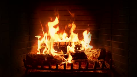 A Crackling Fireplace with Traditional Instrumental Christmas Music